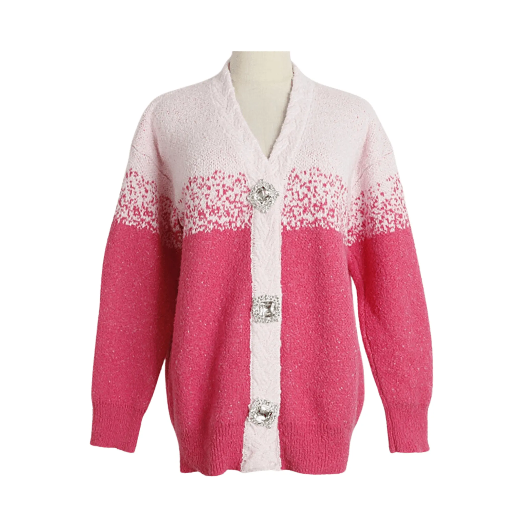 Pre Order:  Ornate Buttons Pink Gradient Cardigan