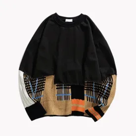 Pre Order:  Plaid Patchwork O-Neck Knit Sweater