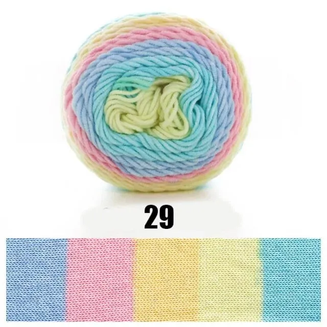 Rainbow Dyed Cotton-Acrylic Yarn