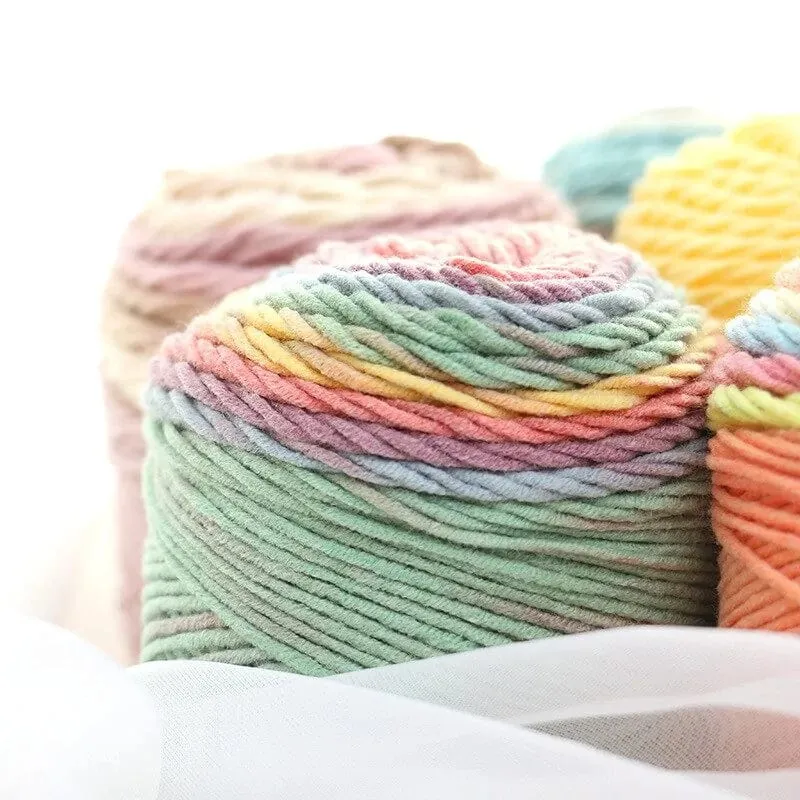 Rainbow Dyed Cotton-Acrylic Yarn