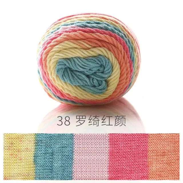 Rainbow Dyed Cotton-Acrylic Yarn