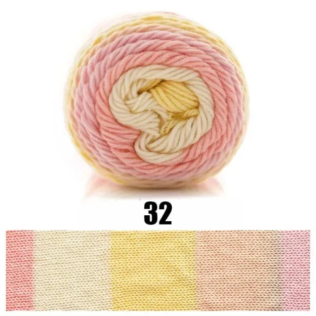 Rainbow Dyed Cotton-Acrylic Yarn