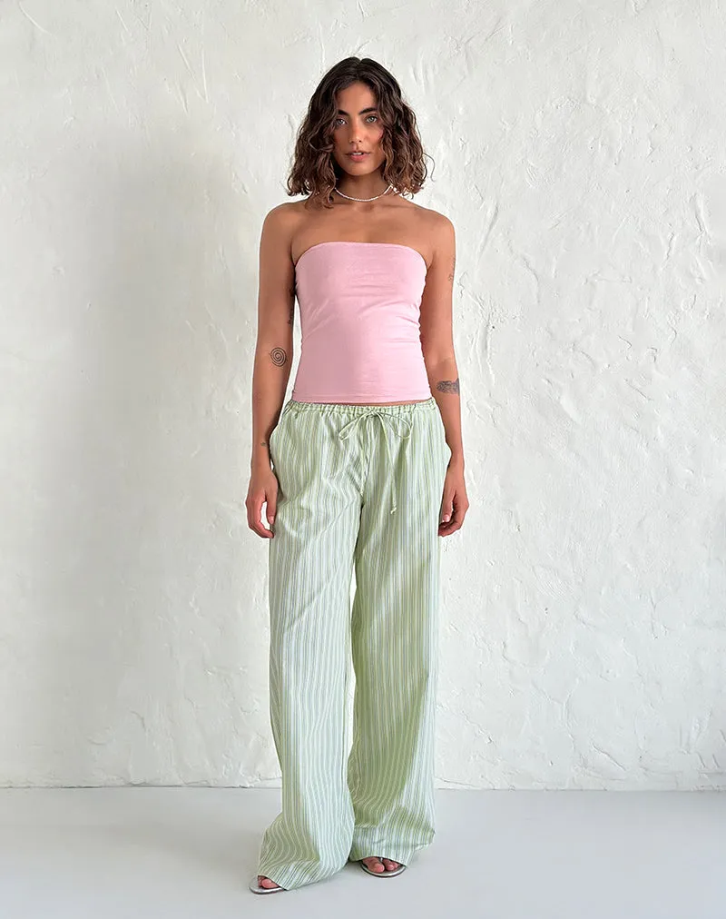 Samir Trouser in Light Green Stripe