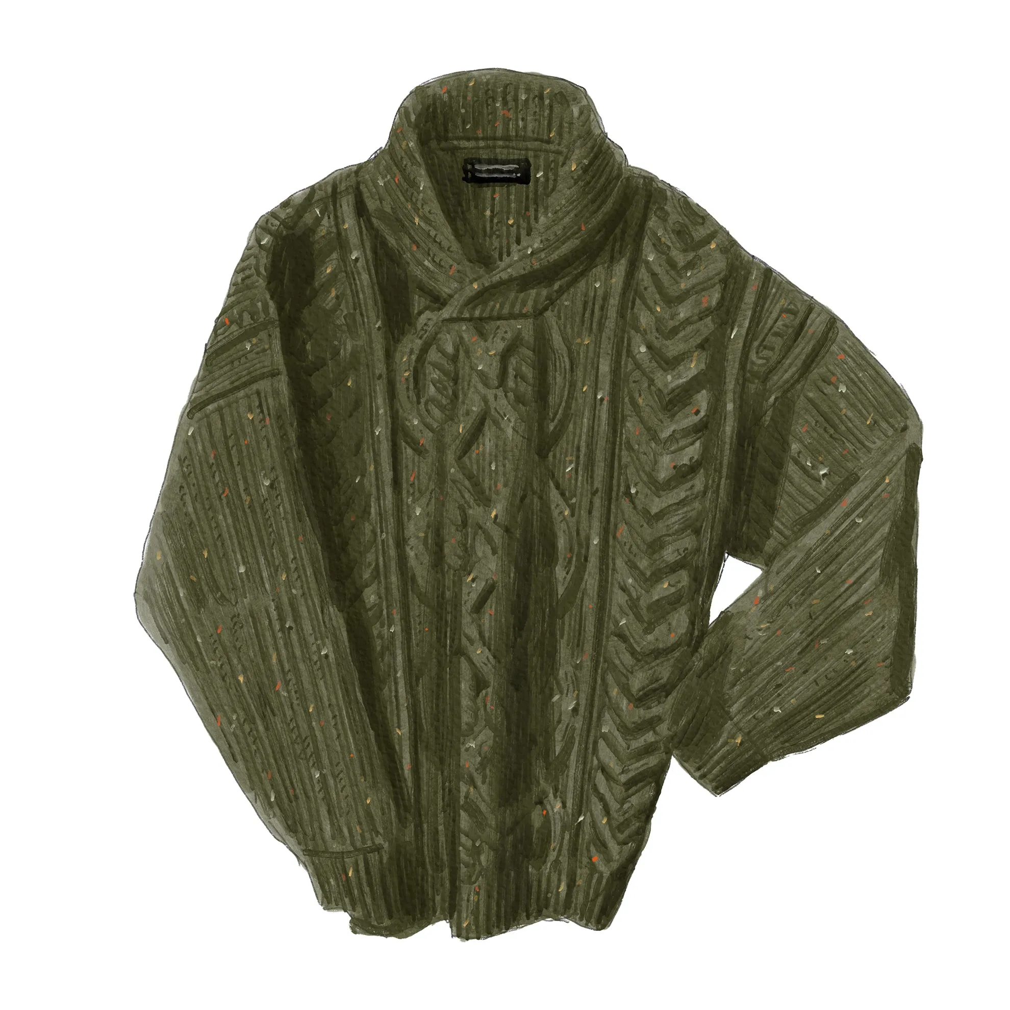 Shawl Collar Cable Sweater