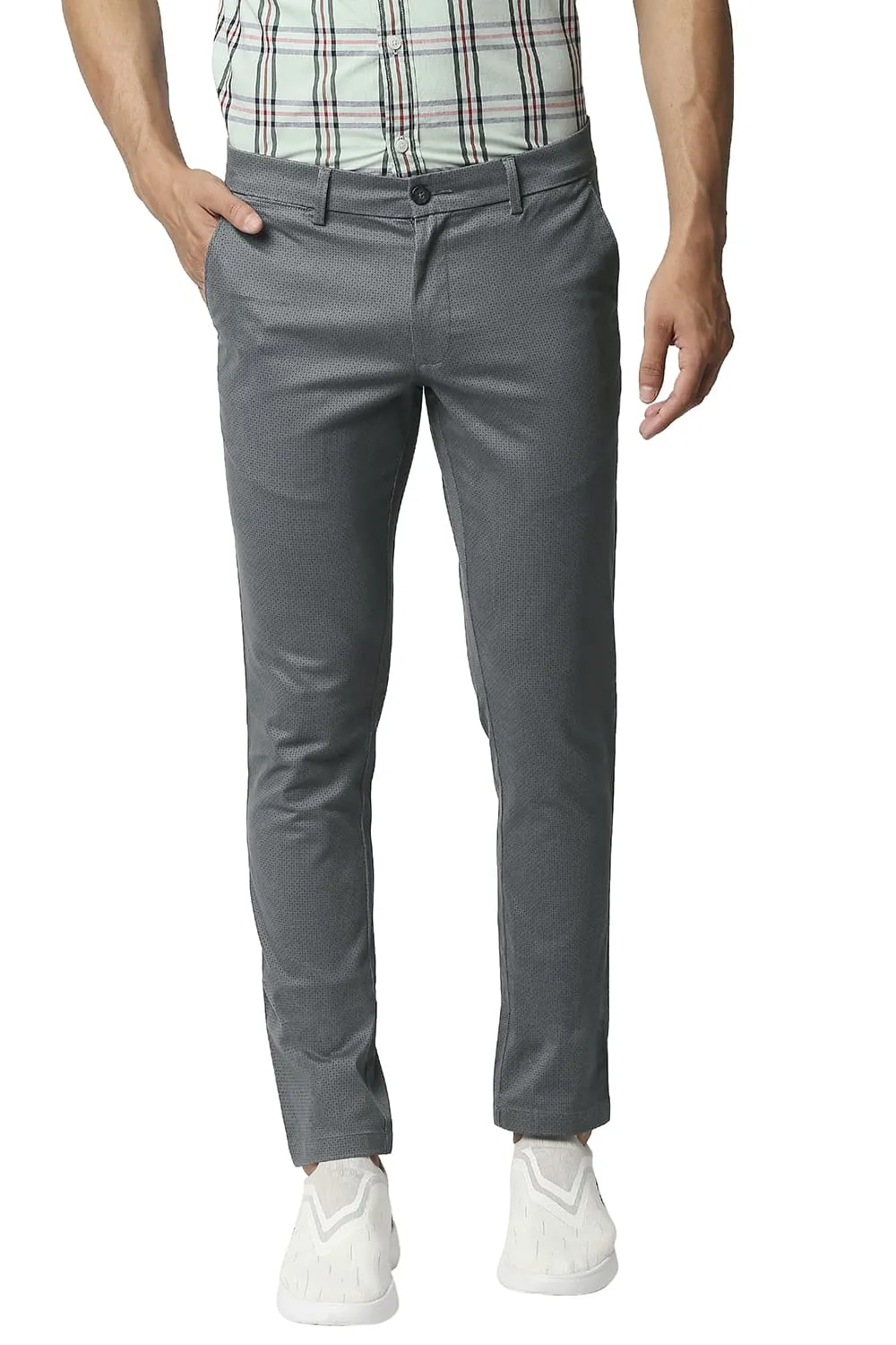 Tapered Fit Stretch Printed Trousers