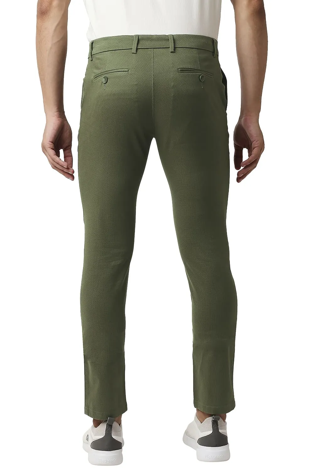 Tapered Fit Stretch Printed Trousers