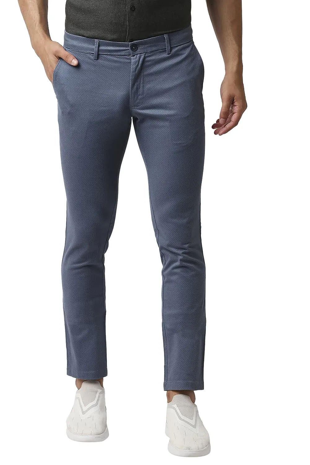 Tapered Fit Stretch Printed Trousers