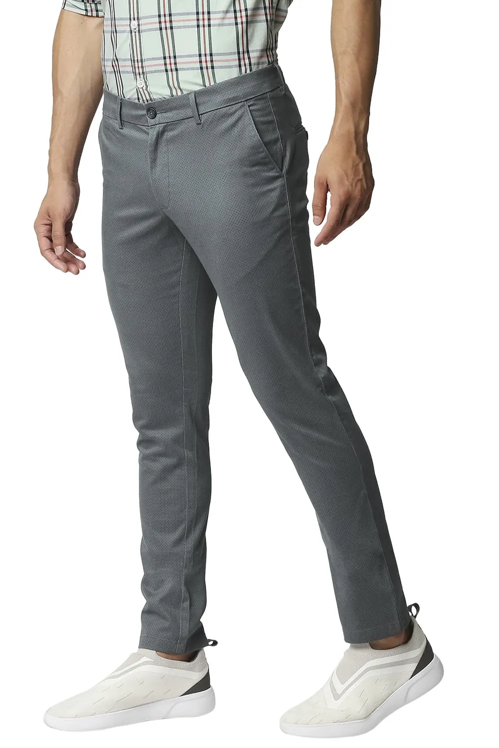 Tapered Fit Stretch Printed Trousers