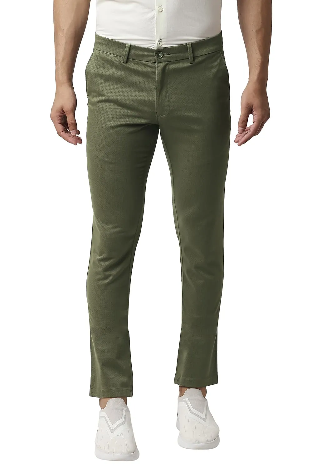 Tapered Fit Stretch Printed Trousers