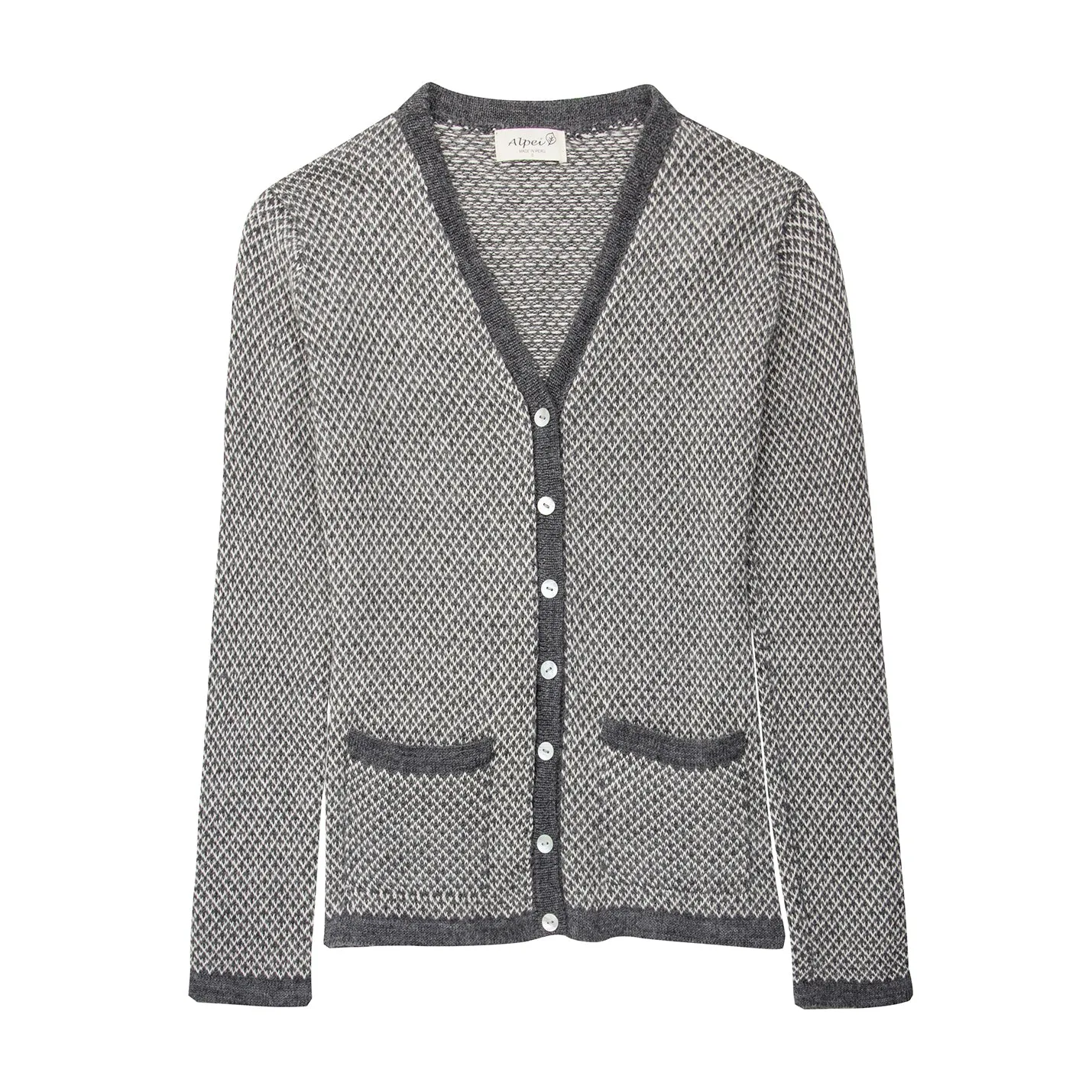 Textured Diamond Alpaca Wool Cardigan