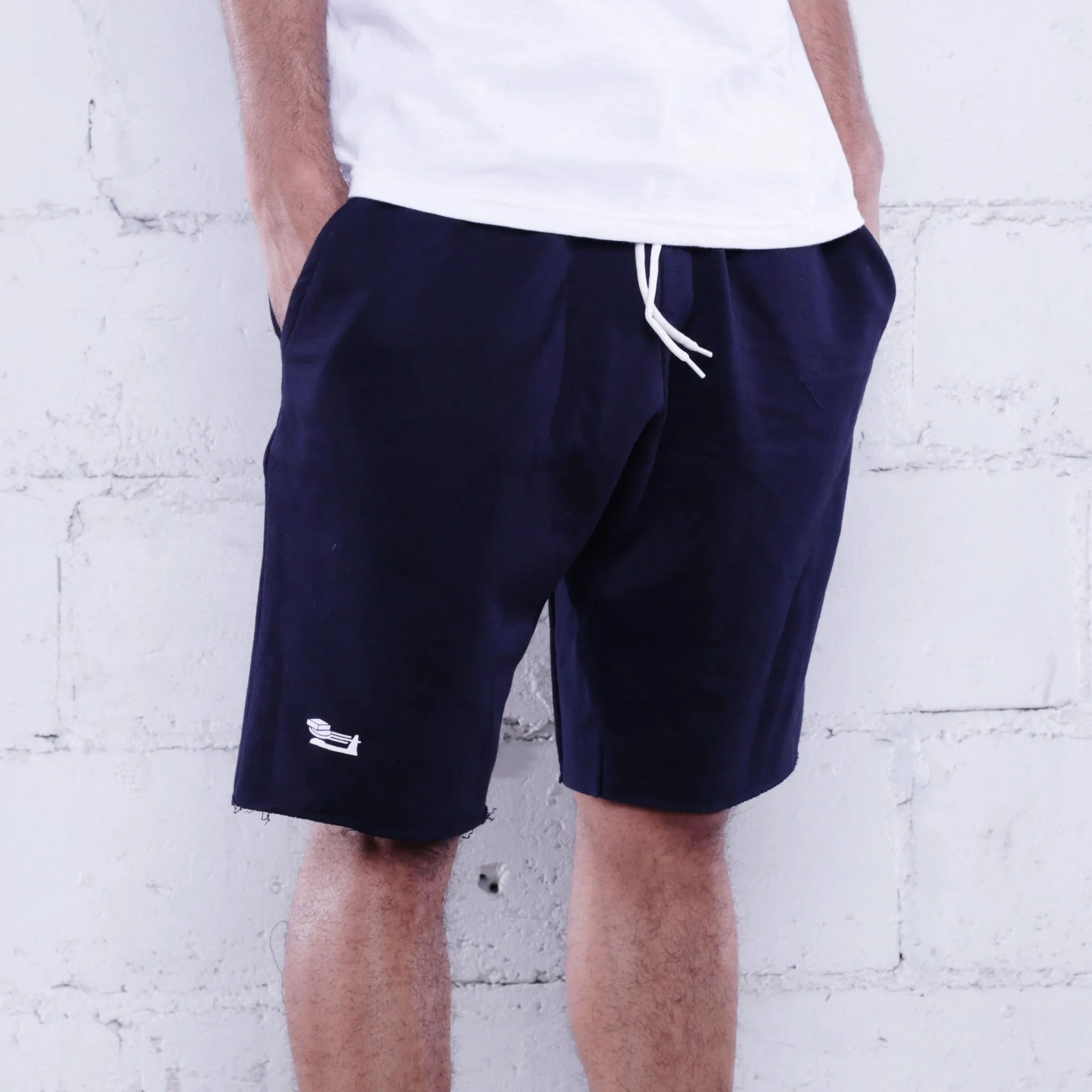 Triple Beam Premium Terry Shorts Navy