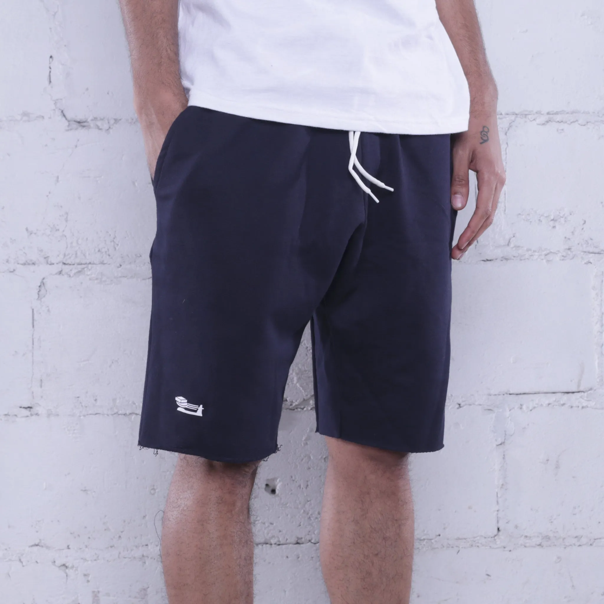 Triple Beam Premium Terry Shorts Navy