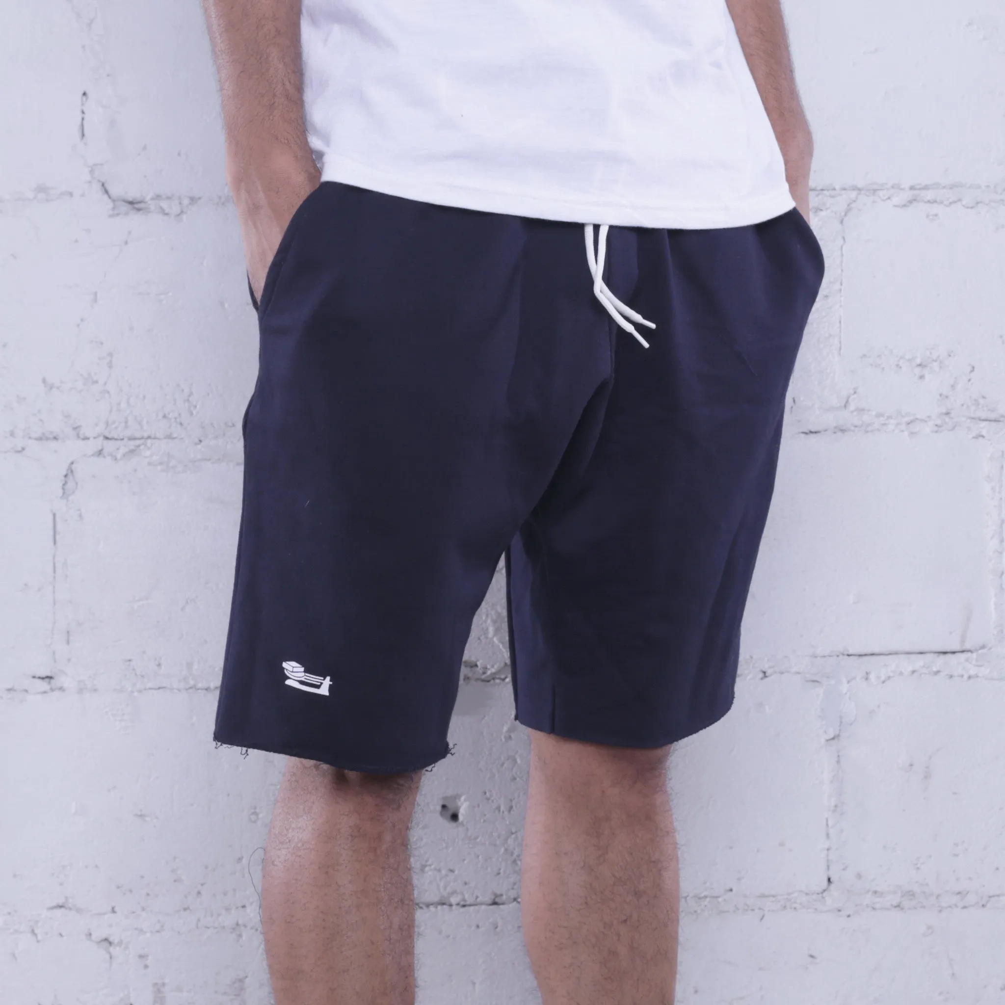 Triple Beam Premium Terry Shorts Navy