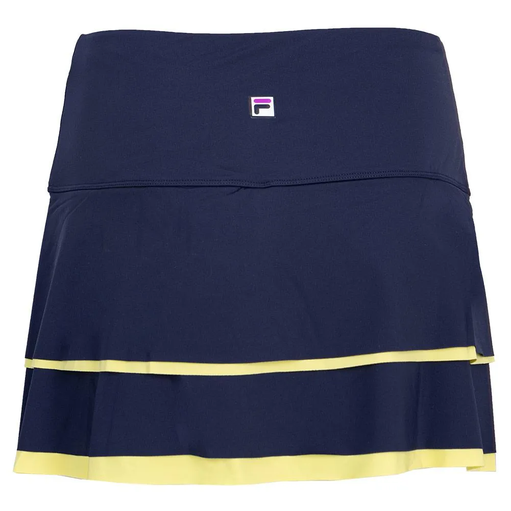 Women's Alley Scallop Tennis Skort Fila Navy and Limoncello