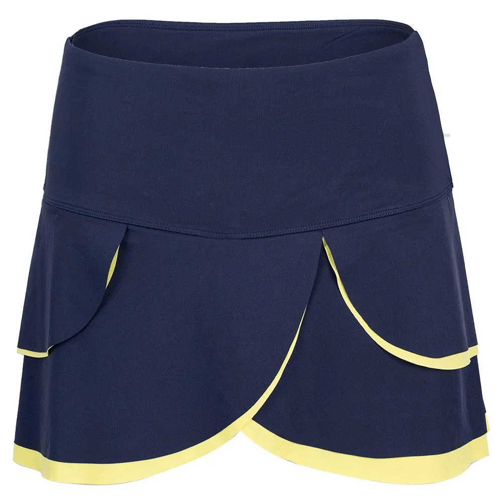 Women's Alley Scallop Tennis Skort Fila Navy and Limoncello