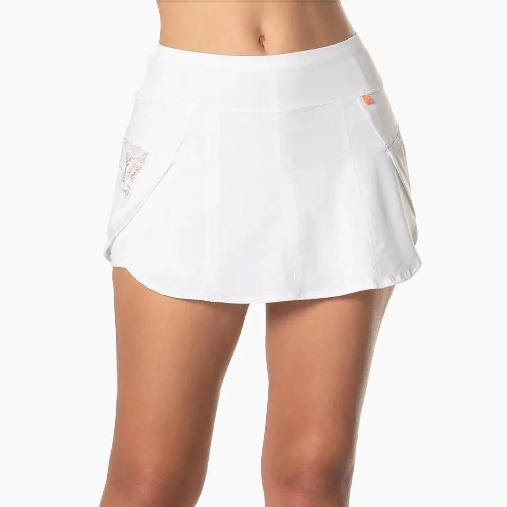 Women's Lace Track Tennis Skort White