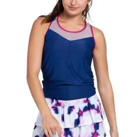 Women`s Shimmer On Tie Back Tennis Tank Blueberry