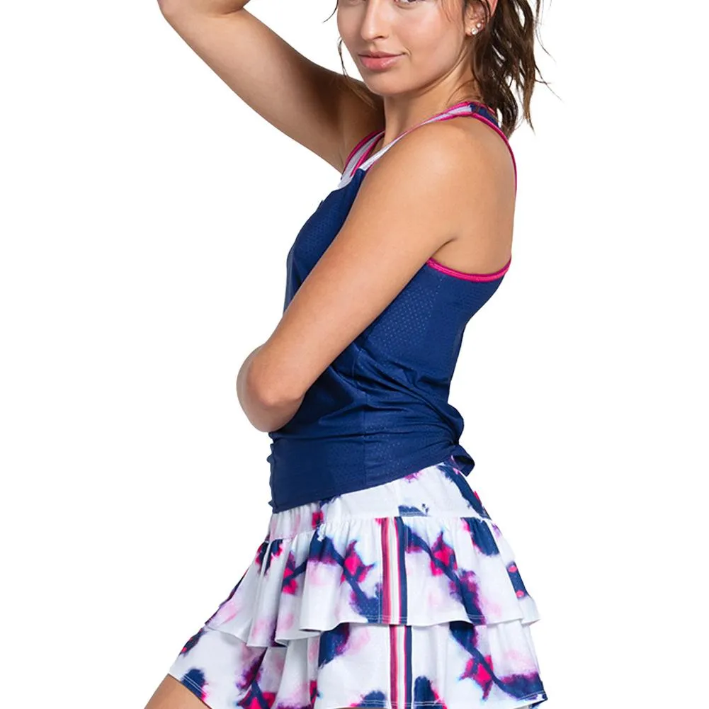 Women`s Shimmer On Tie Back Tennis Tank Blueberry